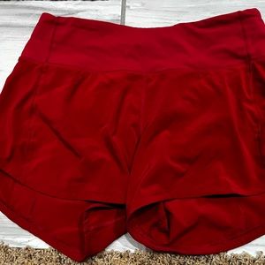 Lululemon size 4 red speed up shorts 4”